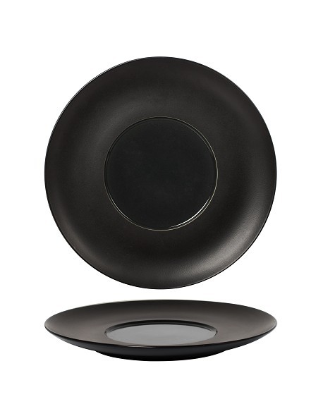 Talerz płaski z szerokim rantem 250 mm - Ambition Satin Black