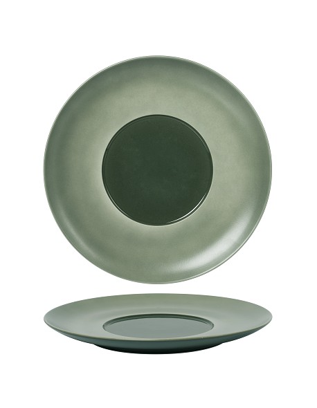 Talerz płaski z szerokim rantem 250 mm - Ambition Satin Green