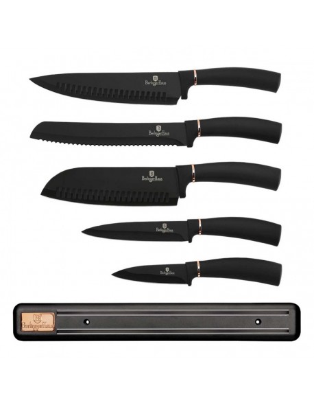ZESTAW 5 NOŻY KUCHENNYCH Z LISTWĄ BERLINGER HAUS BH-2535 BLACK ROSE