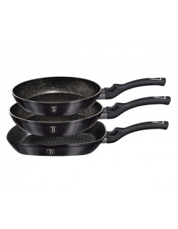 ZESTAW 3 PATELNI GRANITOWYCH BERLINGER HAUS BH-6904 CARBON PRO