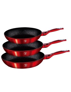 ZESTAW 3 PATELNI GRANITOWYCH BERLINGER HAUS RED METALLIC LINE BH-1288