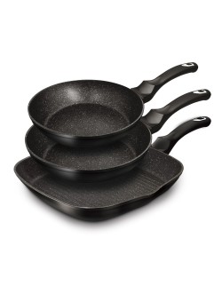 ZESTAW 3 PATELNI GRANITOWYCH BERLINGER HAUS BH-6157 BLACK SILVER