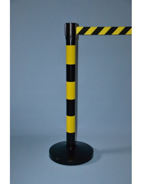 Słupek przemysłowy żółto-czarny z taśmą ostrzegawczą 400 cm