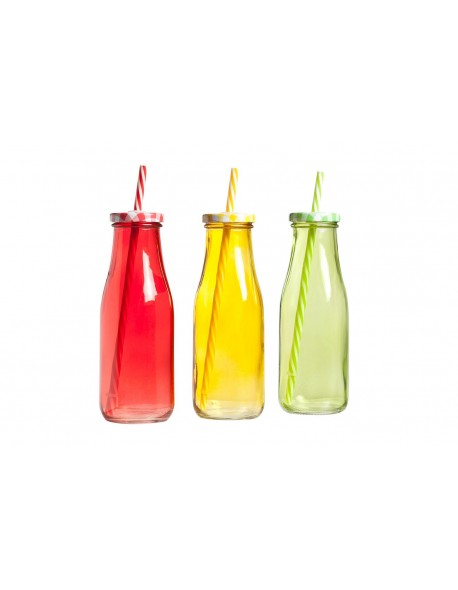 Butelka ze słomką 450 ml, mix kolorów - komplet - Cosy & Trendy