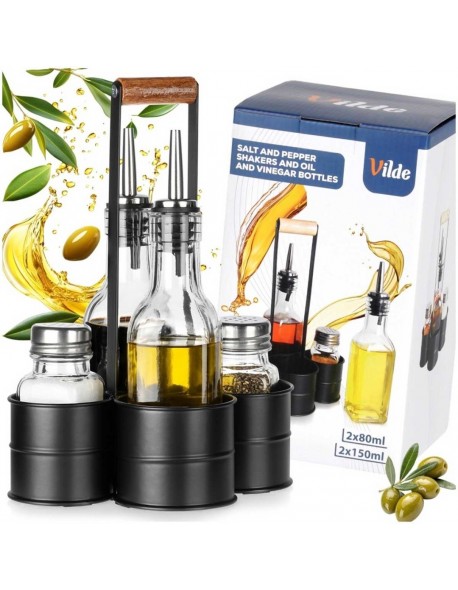 BUTELKI SZKLANE DO OLIWY OCTU 2x 250ml PRZYPRAWNIKI W STOJAKU 229276