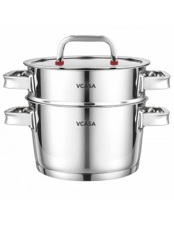 GARNEK STALOWY NA PARĘ 24cm 3 ELEMENTOWY VCASA VC-90107 SIERRA
