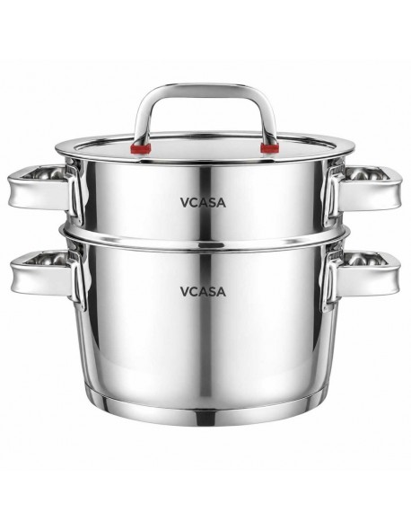 GARNEK STALOWY NA PARĘ 24cm 3 ELEMENTOWY VCASA VC-90107 SIERRA