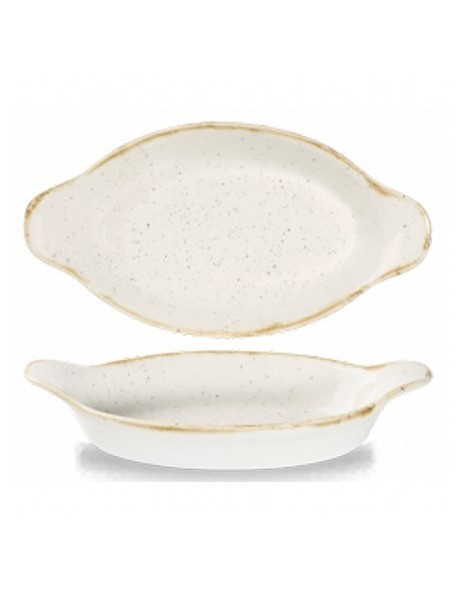Owalne naczynie z uszami 205 x 113 mm biały - CHURCHILL Stonecast Barley White