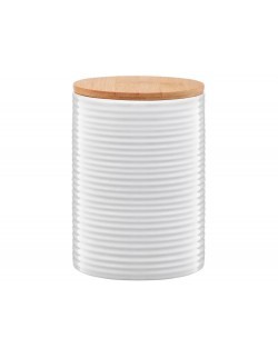 Pojemnik ceramiczny AMBITION Tuvo paski z bambusową pokrywką 1110 ml